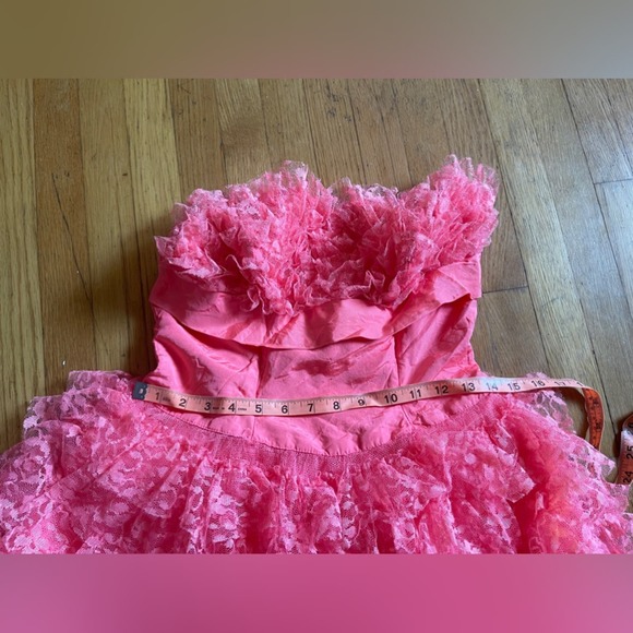50s Vintage Hot Pink Tulle and Lace Cupcake Dress with Shelf Bust - Picture 4 of 16